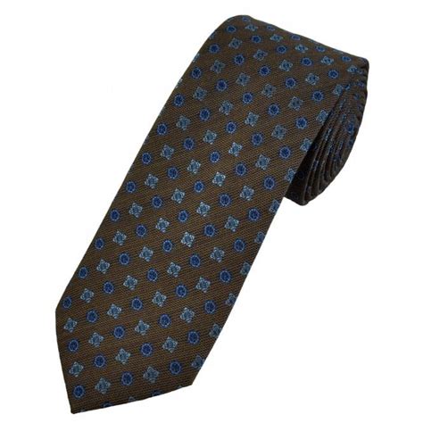 Tresanti Celeste Olive Brown Silver Royal Blue Motif Patterned Men