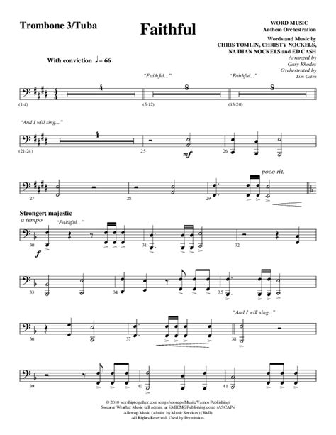 Faithful Choral Anthem Satb Trombone Tuba Sheet Music Pdf Word Music