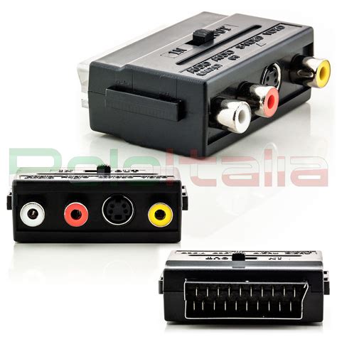 Adattatore SCART Maschio Audio RCA S VIDEO Svhs Femmina In Out Per