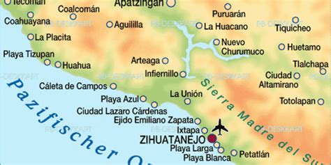 Map Of Zihuatanejo Region In Mexico Welt Atlasde