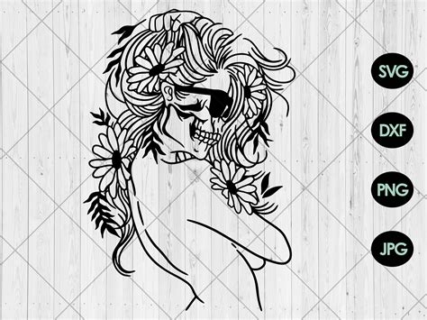 Skeleton Woman Svg Floral Woman Skull Svg Dxf Png Etsy Ireland