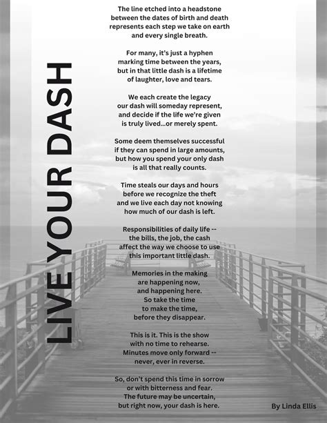 Live Your Dash poem by Linda Ellis, Author of the Dash Downloadable ...