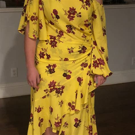 Alc Midi Dress Florence Floral One Shoulder Yellow Gem