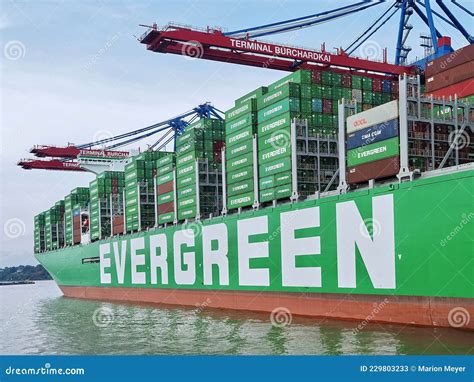 Evergreen - the Biggest Container Ship at Terminal Burchardkai in the ...