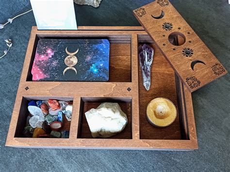 Tarot Storage And Crystal Display Box With Tarot Card Holder Etsy