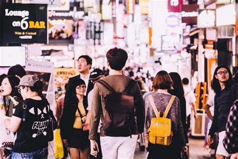 People Walking On The Streets In Seoul South Korea Image Free Stock