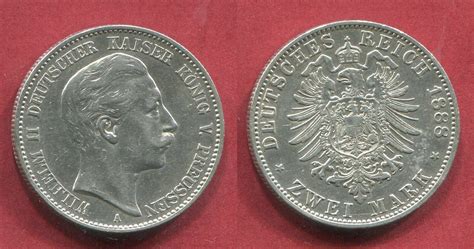 Kaiserreich Deutschland Preußen 2 Mark 1888 A Dreikaiserjahr Wilhelm II