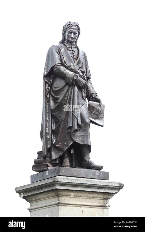 A statue of Sir Isaac Newton, St Peter's Hill, outside the Grantham ...