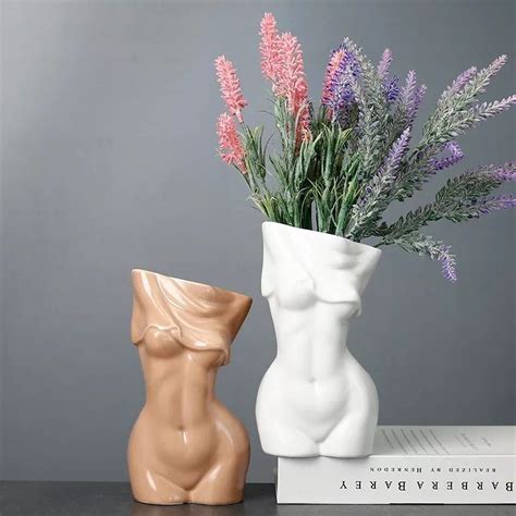 Brown Skin Bum Vase Lower Body Bust Vase Nude Female Torso Sculpture Body Vase Dried Flower