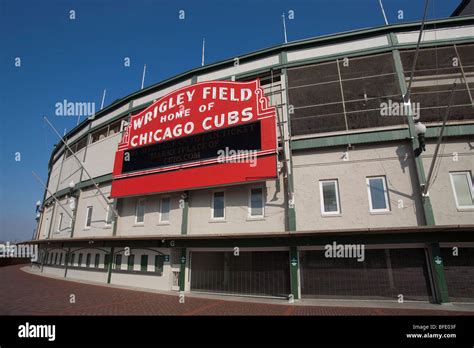 Iconic sign outside Wrigley Field stadium home of the Chicago Cubs ...