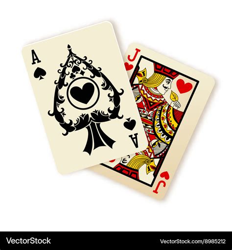 Black jack playing cards combination Royalty Free Vector