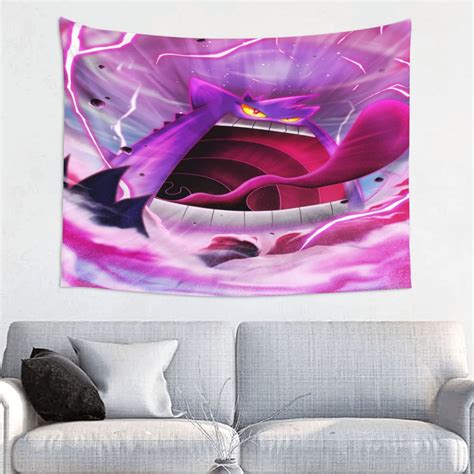 Gengar Wall Tapestry Anime Poster For Bedroom Aesthetics Funny Room Decor Flag Wall Hanging For