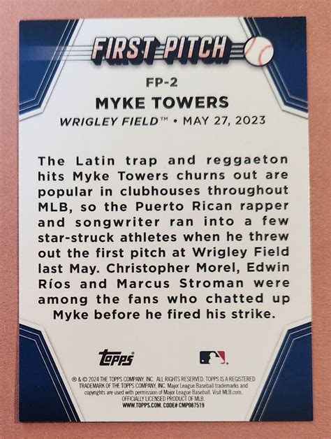 Myke Towers 2024 Topps First Pitch Card FP 2 Series 2 EBay