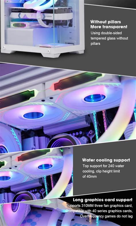 Inplay Pc Case Gaming Computer Case With Fan White Glass Seaview Palace