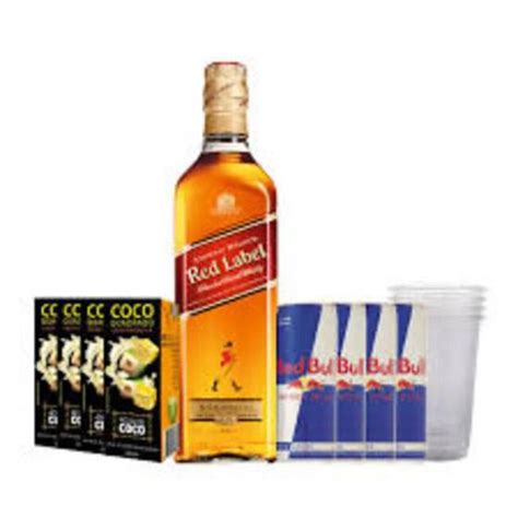 Combo Whisky Red Label L Red Bull Guas De Coco Jhonnie