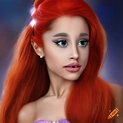 Realistic Portrait Of Ariana Grande As Little Mermaid Princess With Red