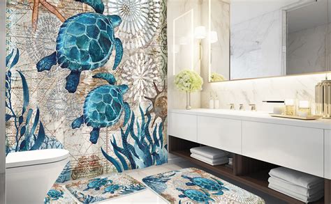 Sea Turtles Nautical Ocean Beach Bathroom Sets With