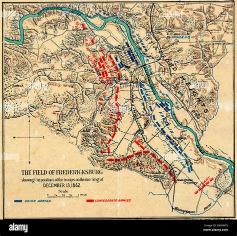 Map Of Battle Of Fredricksburg Virginia Showing The Positions Of The Troops On The Morning Of