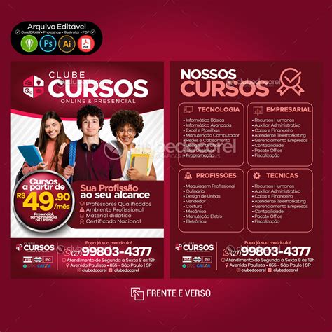 Cursos Panfleto Flyer Folder Clube Do Corel