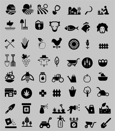 Farming Icons Sets With Silhouettes Design Vectors Images Graphic Art