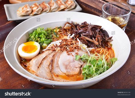 Japanese Traditional Ramen With Other Dishes On Table Stock Photo ...