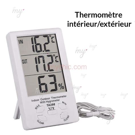 Thermomètre intérieur extérieur avec horloge hygromètre TA298 imychic