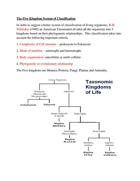 SOLUTION: 5 kingdom classification - Studypool