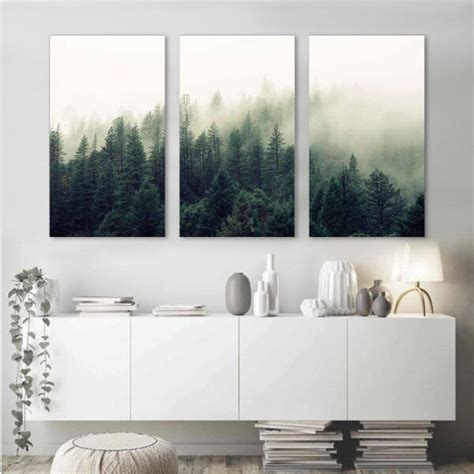 Kit Quadros Decorativos Paisagem Floresta Verde MadeiraMadeira