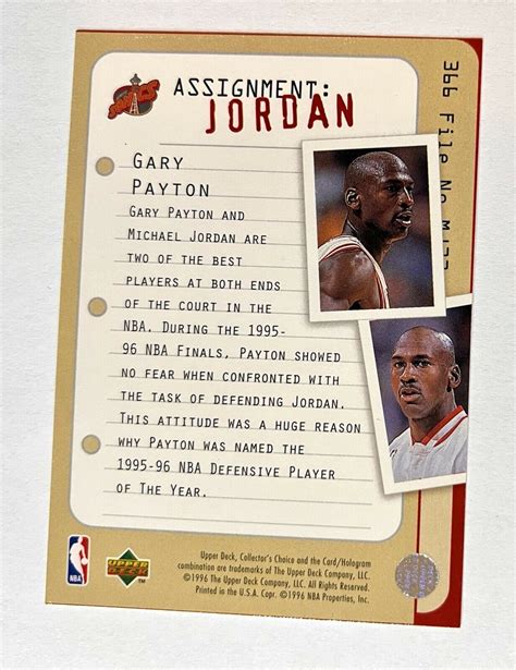 Mavin Gary Payton Michael Jordan Assignment Jordan Upperdeck