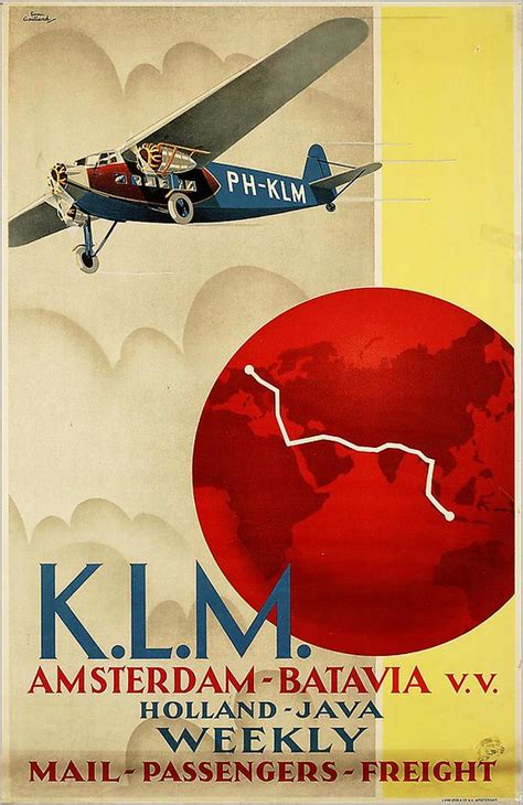 Klm Amsterdam Batavia 1930s In 2020 Vintage Airline Posters