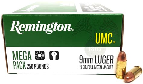 Remington Umc 9mm 115 Gr Mc Fmj L9mm3a 1000 Rounds