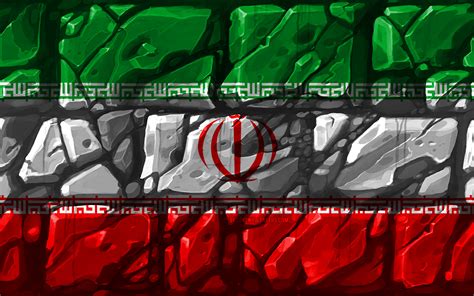 Download Wallpapers Iranian Flag Brickwall 4k Asian Countries