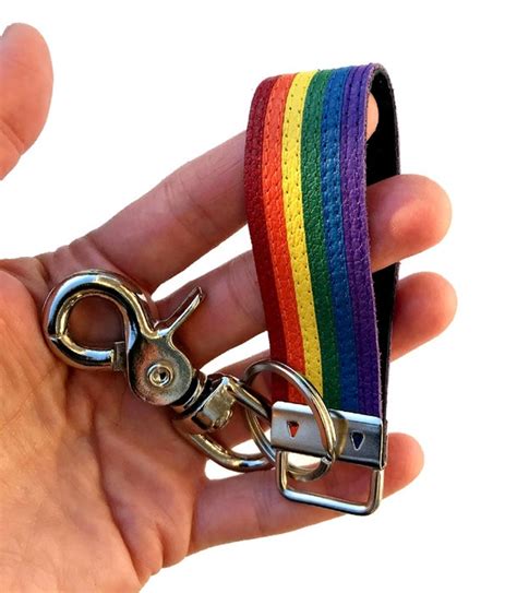 Gay Pride Leather Keychain Rainbow Lgbt Lgbtq Key Chain Flag Etsy