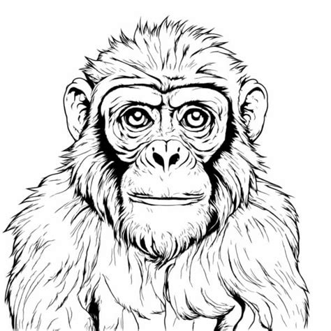 Baixe Desenho de contorno de um chimpanzé para colorir e educação