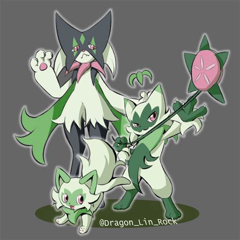 Sprigatito Meowscarada And Floragato Pokemon Drawn By Dragon Lin