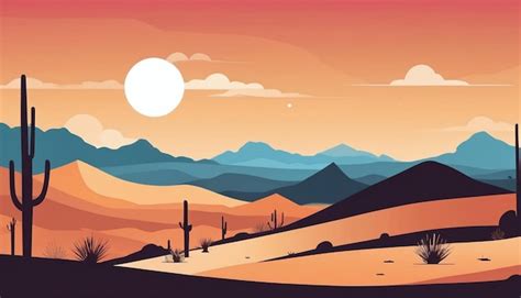 Premium Photo | Desert landscape 2D flat illustration digital art