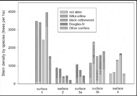 Stem Density Numbers Of Trees Per Ha By Species For Plots On The Five