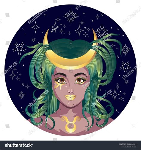 Fantasy Taurus Girl Egyptian Style Makeup Stock Vector Royalty Free