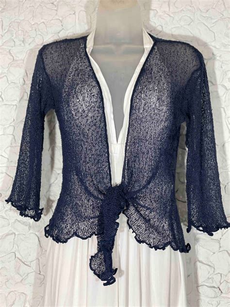 Dark Navy Blue Evening Cardigan Wrap Cardigan Shrug Sheer Etsy