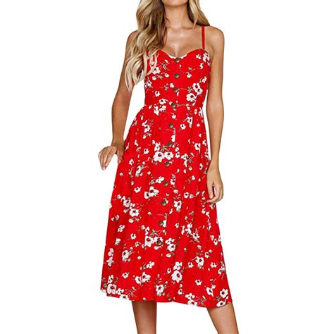 Semimay Boho Sundress For Women Casual Summer Dress Round Neck Sleeveless Tank Dress Beach Dress