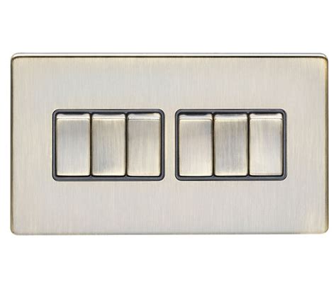 Carlisle Brass Eurolite Concealed 3mm 6 Gang Switch Antique Brass Ab6swb