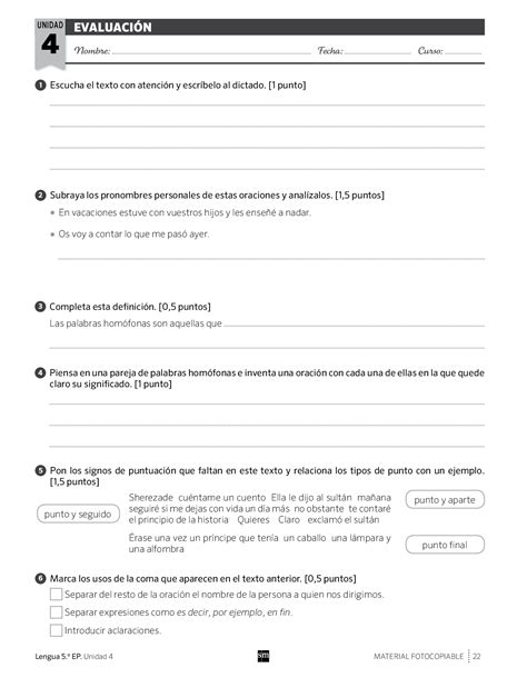 EVALUACION LENGUA 5 Primaria SM SAVIA PDF Artofit