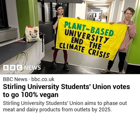 Stirling University Students Union Votes To Go 100 Vegan Rveganlobby