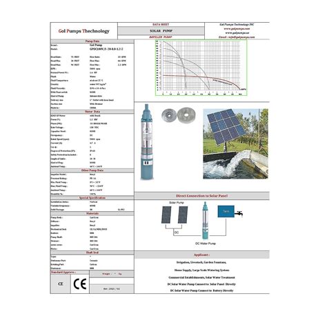 Gol Pumps Solar Deep Well Pump Vdc Gph Ft Max Flow