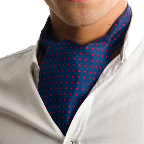 Navy Blue Red Polka Dot Silk Casual Cravat From Ties Planet UK