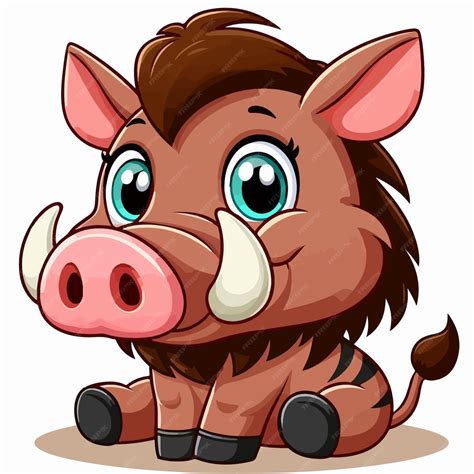 Premium Vector Cute Warthog Vector Cartoon Illustration