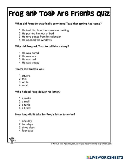 High Frequency Word Test Frog And Toad Together By EducPrek12 TPT