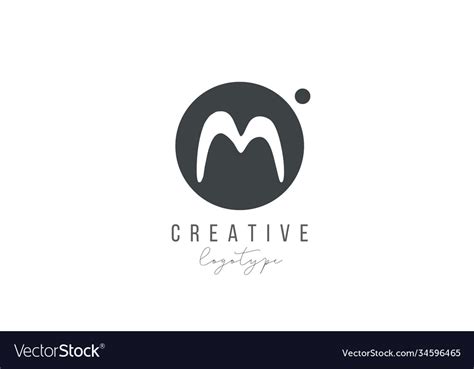 M Alphabet Letter Logo Icon In Black And White Vector Image