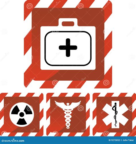 Medical Red Alert Icons stock vector. Illustration of caduceus - 9275052