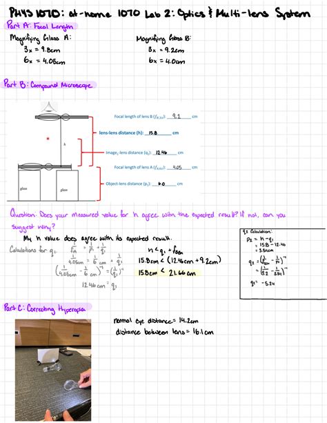 PHYS 1070 Lab 2 PHYS 1070 At Home Lab 2 Mark Was Between 90 100